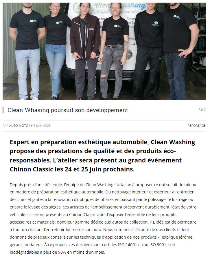 Lire la suite à propos de l’article Clean Whasing poursuit son développement